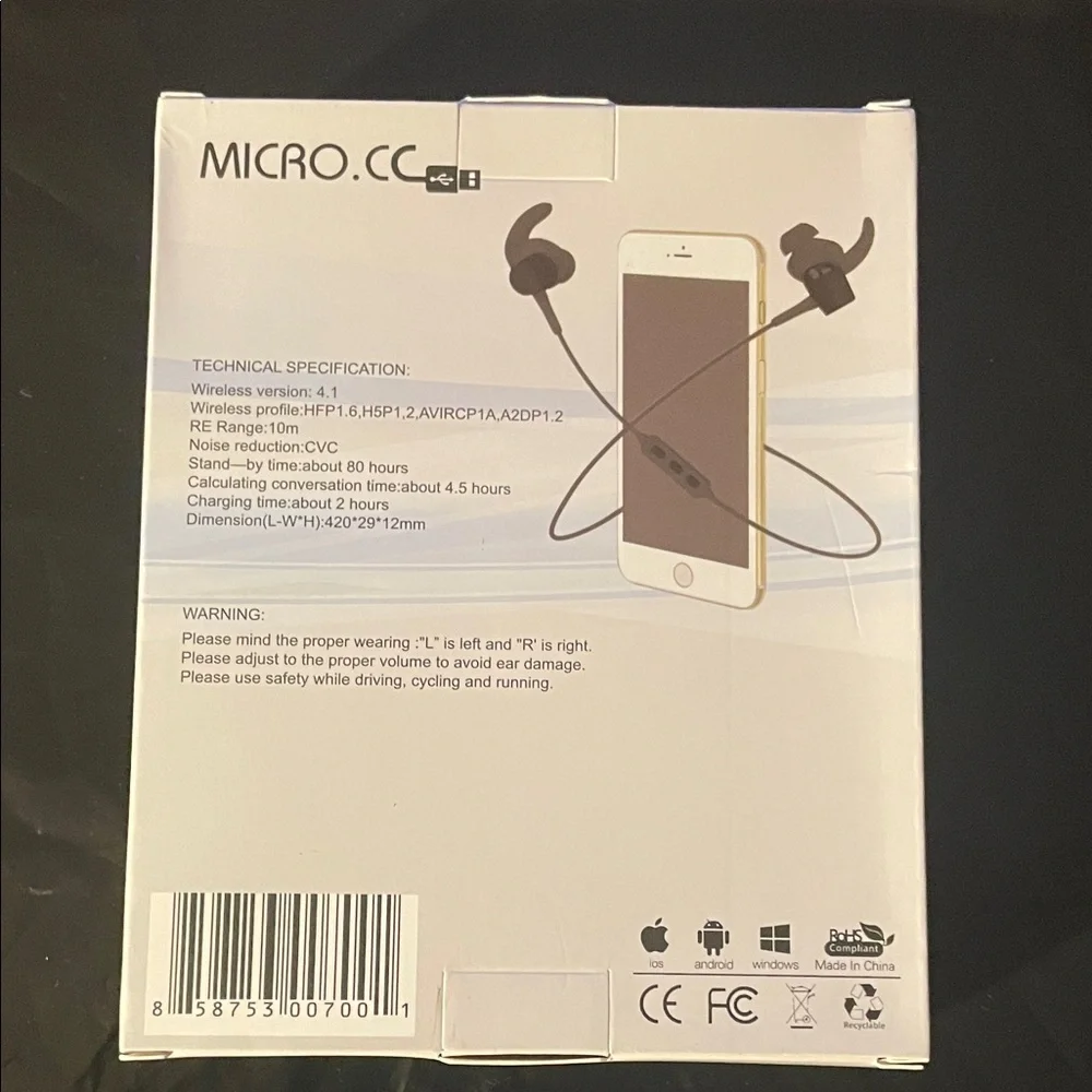 Micros Sport Wireless Headphones - Black and Gray